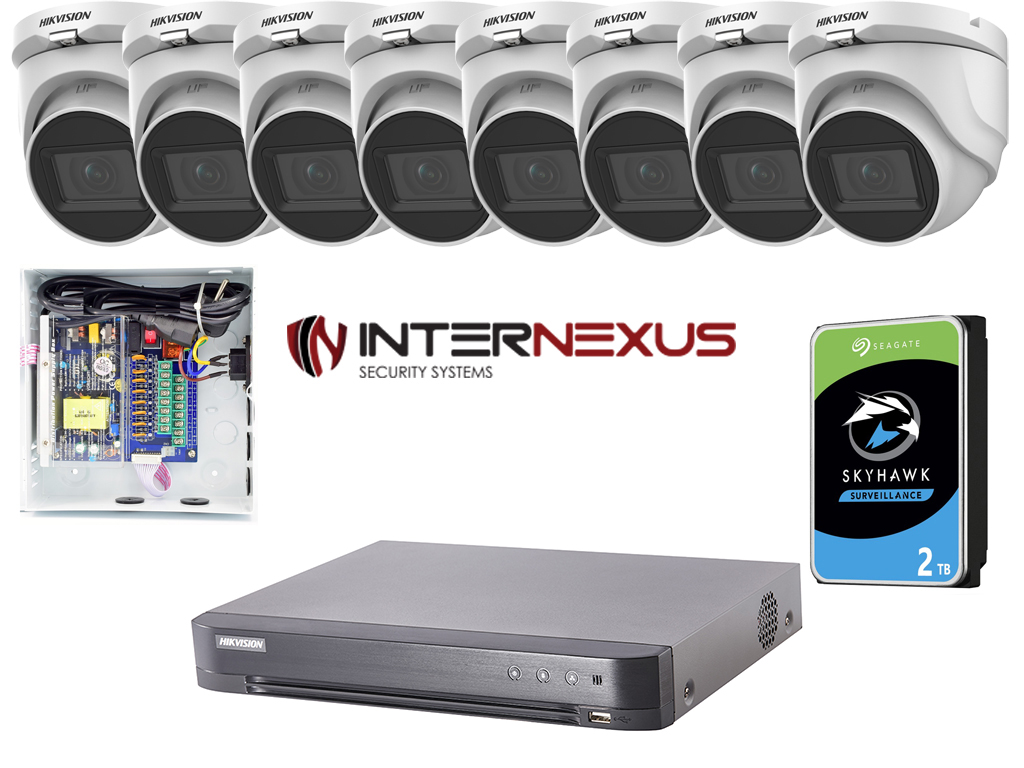 Hikvision 5 MP HD-TVI комплект с 8 куполни камери DS-2CE76H0T-ITMFS