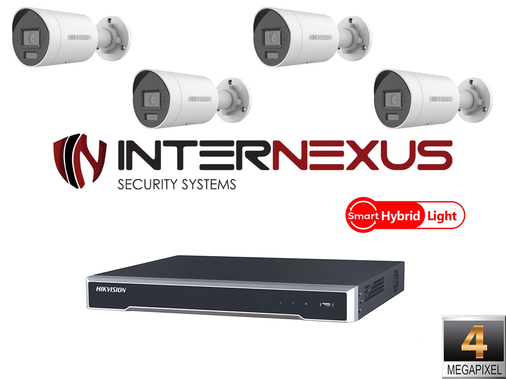 Hikvision AcuSense 4 MP комплект с 4 корпусни IP камери DS-2CD2043G2-LI2U