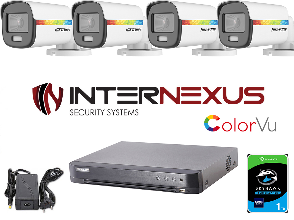 Hikvision ColorVu HD-TVI комплект с 4 камери и 1 TB HDD